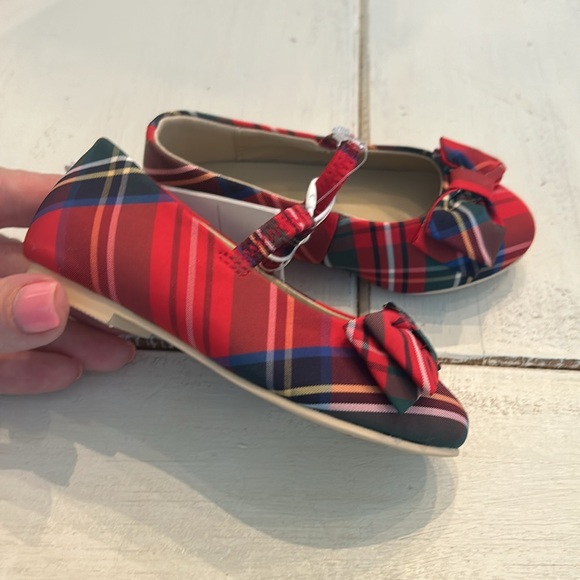 Adorable Janie and Jack Holiday ready tartan ballet flats with bow . NWT - Picture 4 of 7